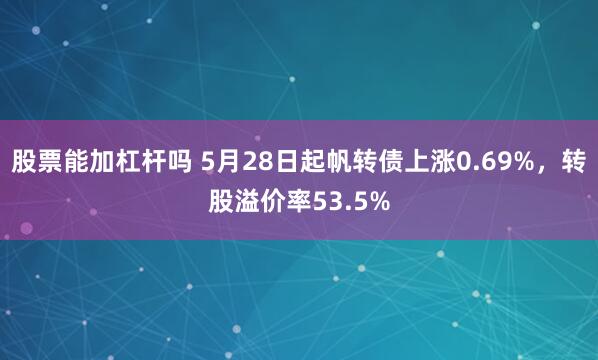 股票能加杠杆吗 5月28日起帆转债上涨0.69%，转股溢价率53.5%