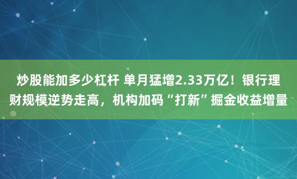 炒股能加多少杠杆 单月猛增2.33万亿！银行理财规模逆势走高，机构加码“打新”掘金收益增量