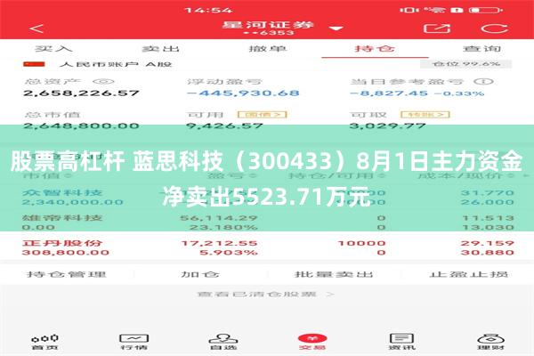股票高杠杆 蓝思科技（300433）8月1日主力资金净卖出5523.71万元