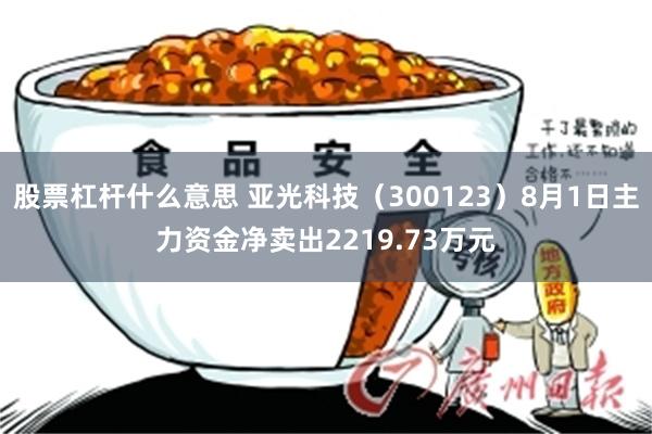 股票杠杆什么意思 亚光科技（300123）8月1日主力资金净卖出2219.73万元