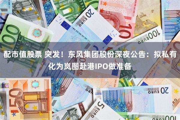 配市值股票 突发！东风集团股份深夜公告：拟私有化为岚图赴港IPO做准备