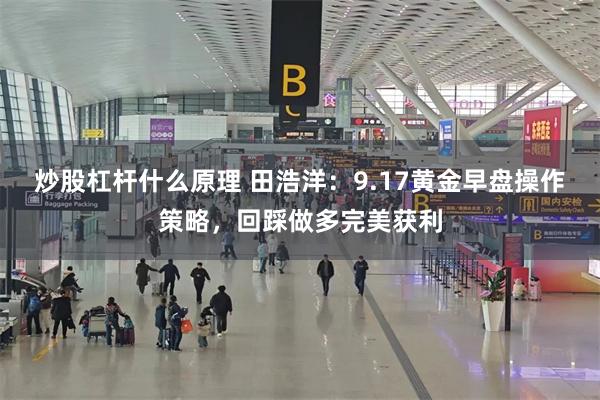 炒股杠杆什么原理 田浩洋：9.17黄金早盘操作策略，回踩做多完美获利