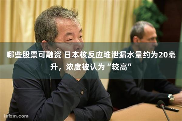 哪些股票可融资 日本核反应堆泄漏水量约为20毫升，浓度被认为“较高”