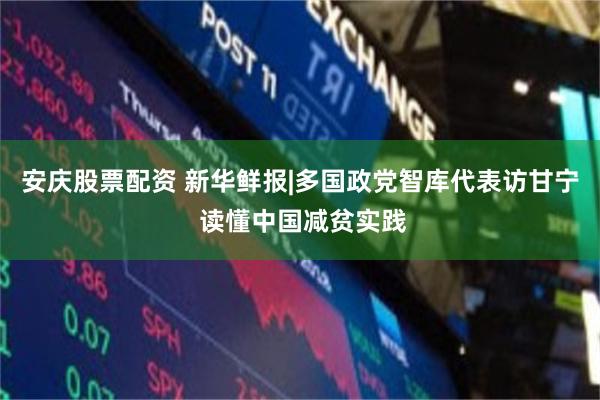 安庆股票配资 新华鲜报|多国政党智库代表访甘宁 读懂中国减贫实践