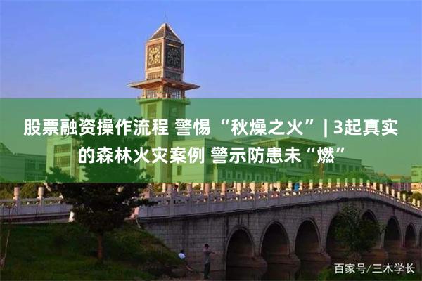 股票融资操作流程 警惕 “秋燥之火” | 3起真实的森林火灾案例 警示防患未“燃”