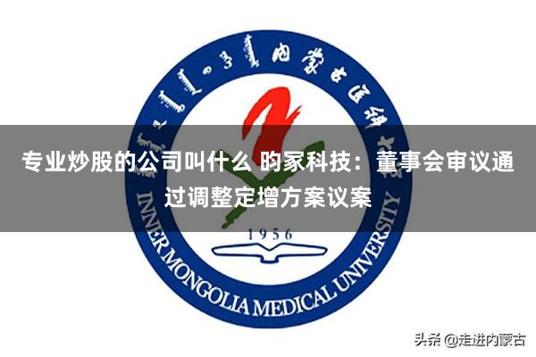 专业炒股的公司叫什么 昀冢科技：董事会审议通过调整定增方案议案