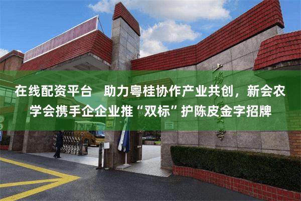 在线配资平台   助力粤桂协作产业共创，新会农学会携手企企业推“双标”护陈皮金字招牌